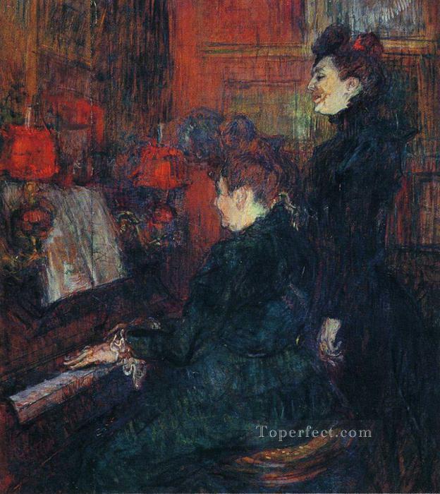 歌のレッスン 教師ミリ・ディハウとファヴロー夫人 1898年 トゥールーズ・ロートレック・アンリ・ド油絵